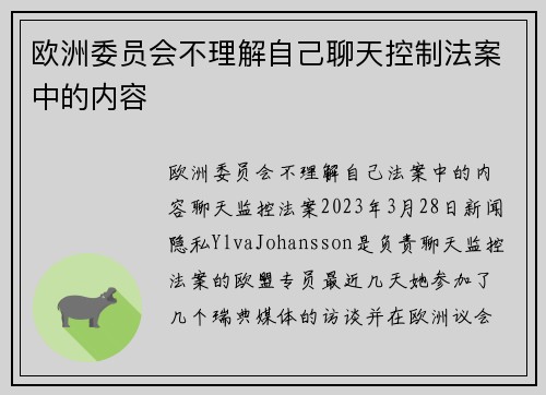 欧洲委员会不理解自己聊天控制法案中的内容 